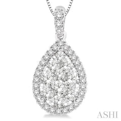 Pear Shape Halo Lovebright Essential Diamond Pendant