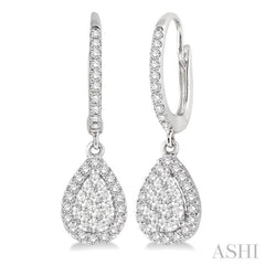 Pear Shape Halo Lovebright Essential Diamond Earrings