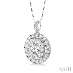 Round Shape Halo Lovebright Essential Diamond Pendant