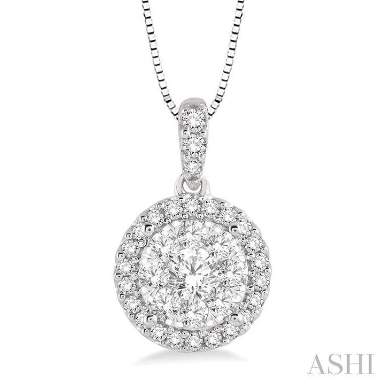 Round Shape Halo Lovebright Essential Diamond Pendant