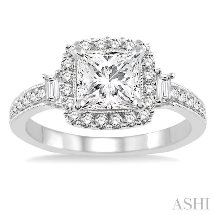 Princess Shape Halo Diamond Engagement Ring