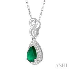 Pear Shape Gemstone & Halo Diamond Pendant