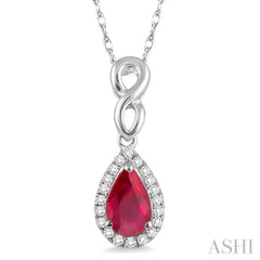 Pear Shape Gemstone & Halo Diamond Pendant