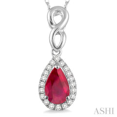 Pear Shape Gemstone & Halo Diamond Pendant