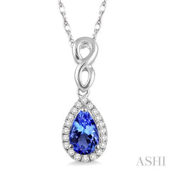 Pear Shape Gemstone & Halo Diamond Pendant