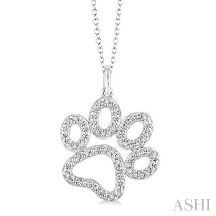 Silver Dog Paw Diamond Fashion Pendant