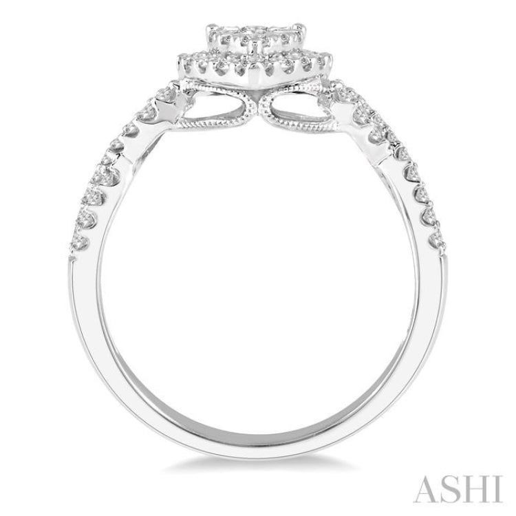 Pear Shape Halo Lovebright Diamond Engagement Ring