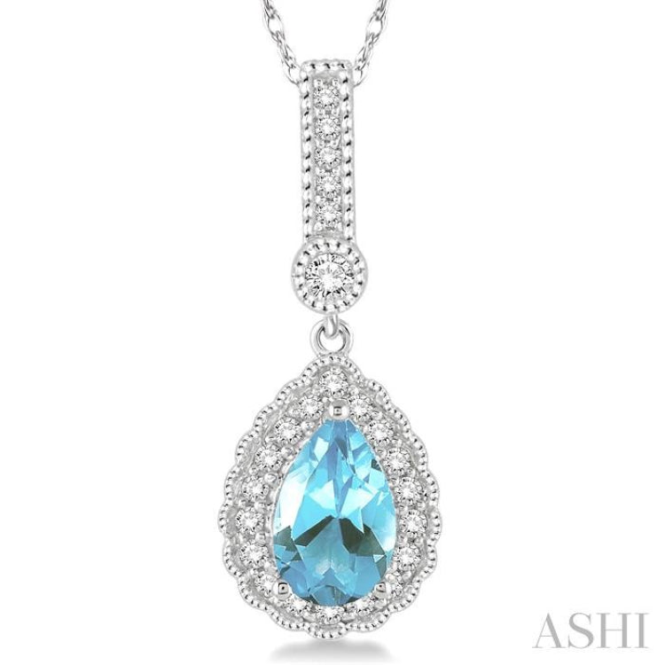 Pear Shape Gemstone & Halo Diamond Pendant