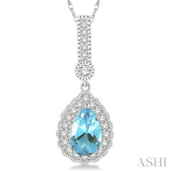 Pear Shape Gemstone & Halo Diamond Pendant