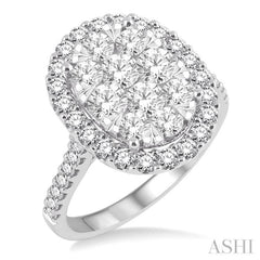 Oval Shape Halo Lovebright Essential Diamond Engagement Ring