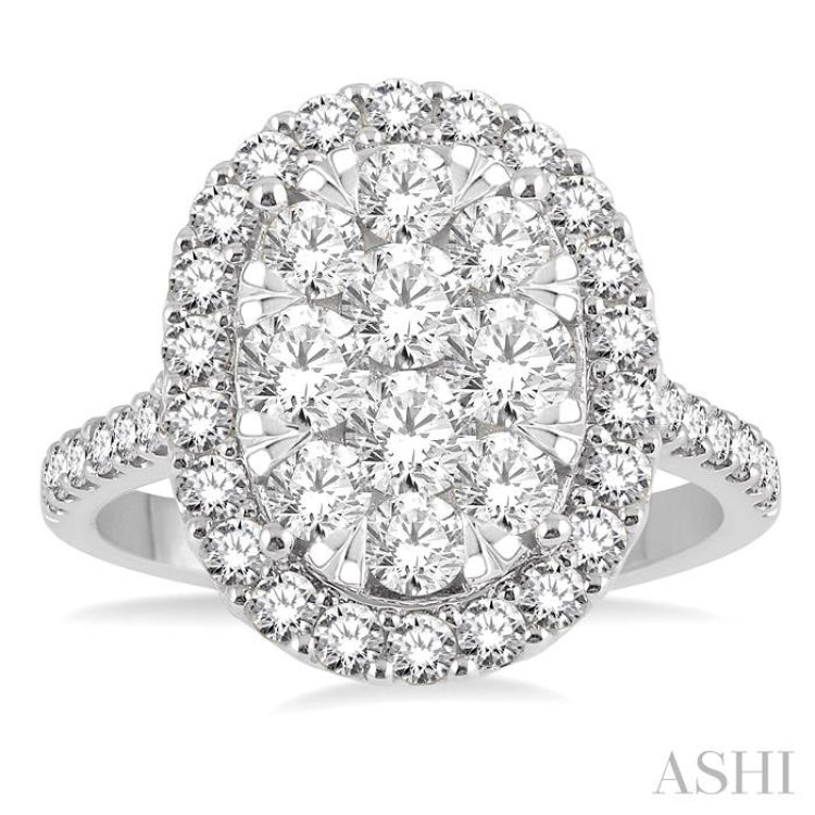 Oval Shape Halo Lovebright Essential Diamond Engagement Ring