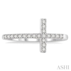 1/5 Ctw Round Cut Diamond Cross Ring in 14K White Gold