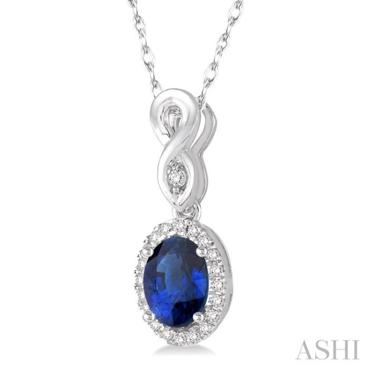 Oval Shape Gemstone & Halo Diamond Pendant