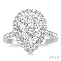 Pear Shape Halo Lovebright Essential Diamond Engagement Ring