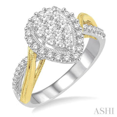 Pear Shape Halo Lovebright Diamond Ring