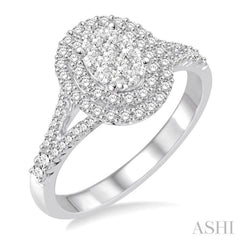 Oval Shape Halo Lovebright Diamond Engagement Ring