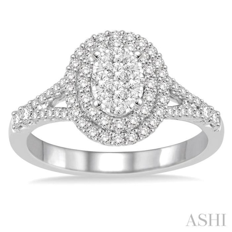 Oval Shape Halo Lovebright Diamond Engagement Ring