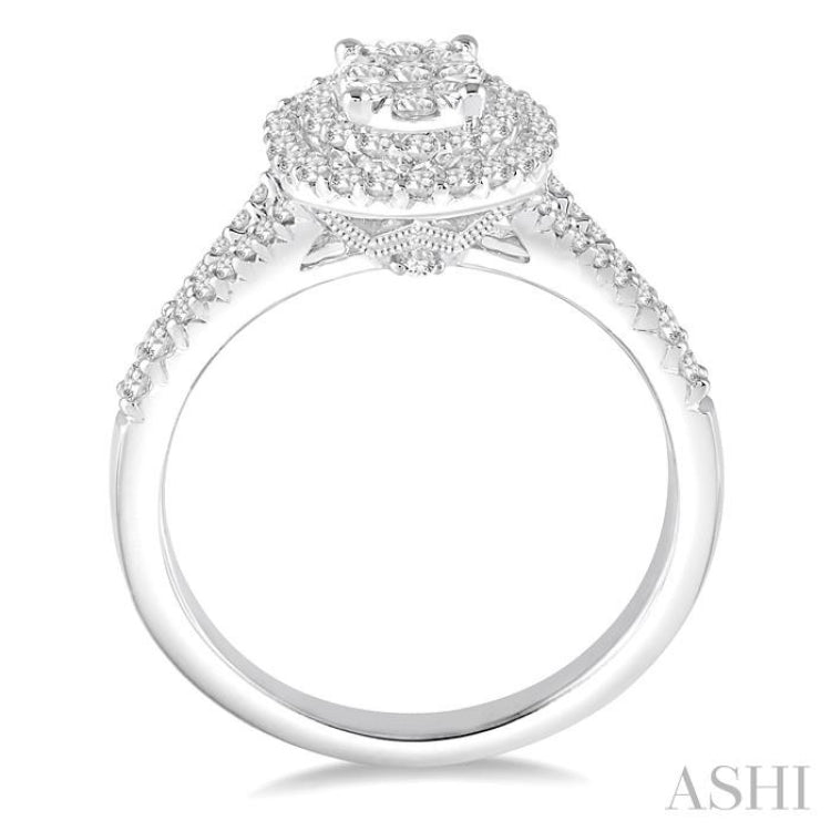 Oval Shape Halo Lovebright Diamond Engagement Ring