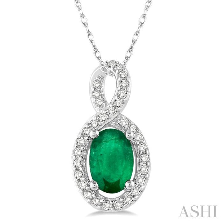 Oval Shape Gemstone & Halo Diamond Pendant