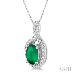 Oval Shape Gemstone & Halo Diamond Pendant