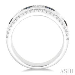 Princess Shape Gemstone & Diamond Wedding Band