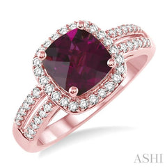 Cushion Shape Gemstone & Halo Diamond Ring