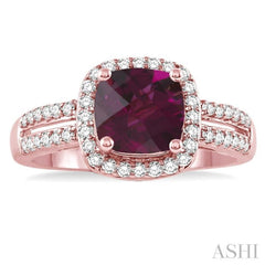 Cushion Shape Gemstone & Halo Diamond Ring