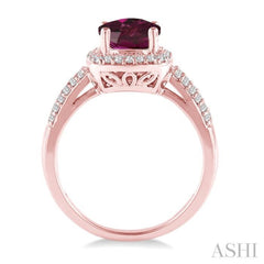 Cushion Shape Gemstone & Halo Diamond Ring