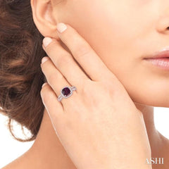 Cushion Shape Gemstone & Halo Diamond Ring
