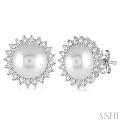Pearl & Halo Diamond Earrings