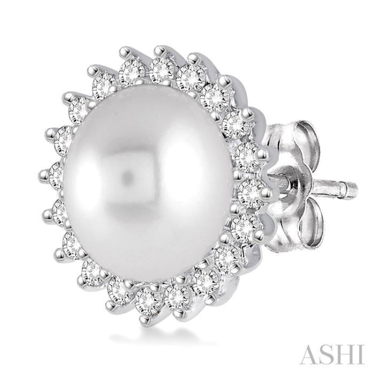 Pearl & Halo Diamond Earrings