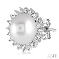 Pearl & Halo Diamond Earrings