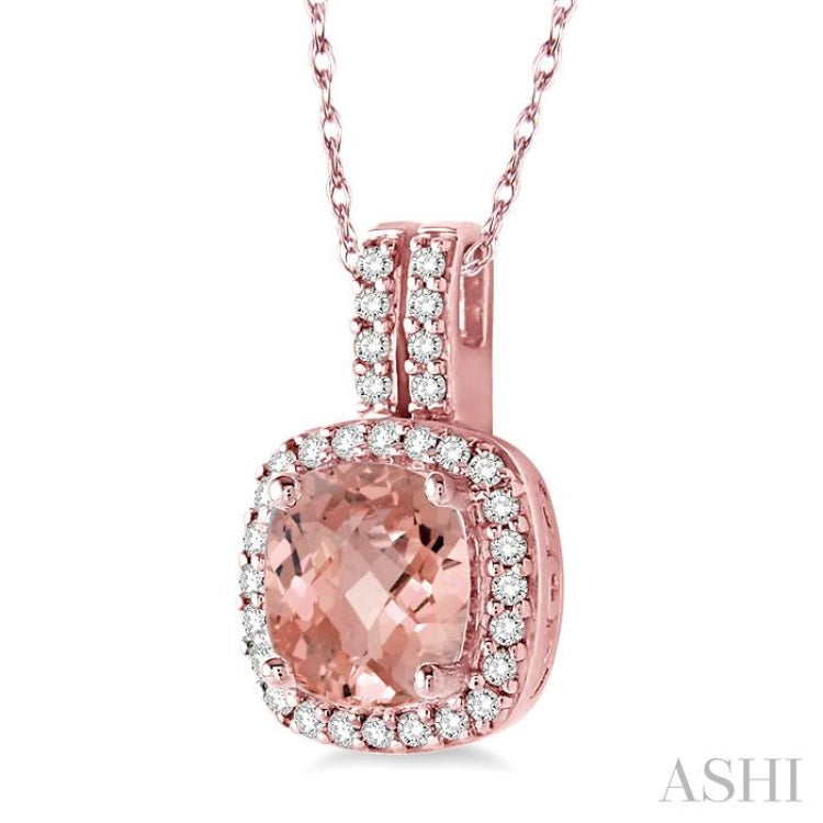 Cushion Shape Gemstone & Halo Diamond Pendant