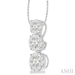 Round Shape Past Present & Future Lovebright Essential Diamond Pendant