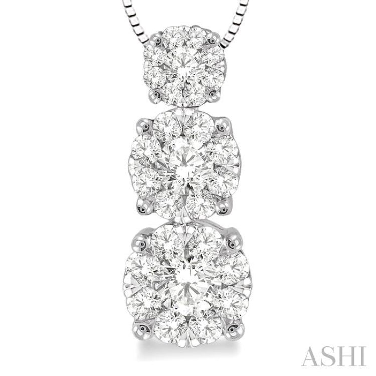 Round Shape Past Present & Future Lovebright Essential Diamond Pendant