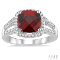 Cushion Shape Gemstone & Halo Diamond Ring