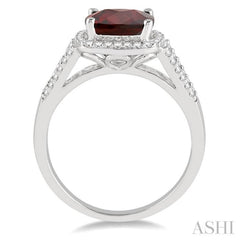 Cushion Shape Gemstone & Halo Diamond Ring