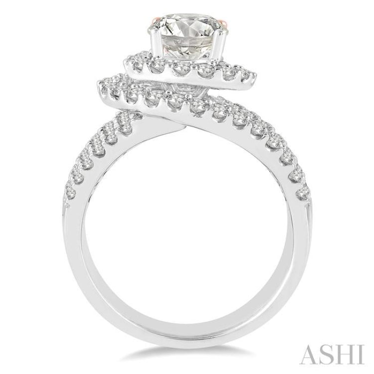 Round Shape Semi-Mount Halo Diamond Engagement Ring