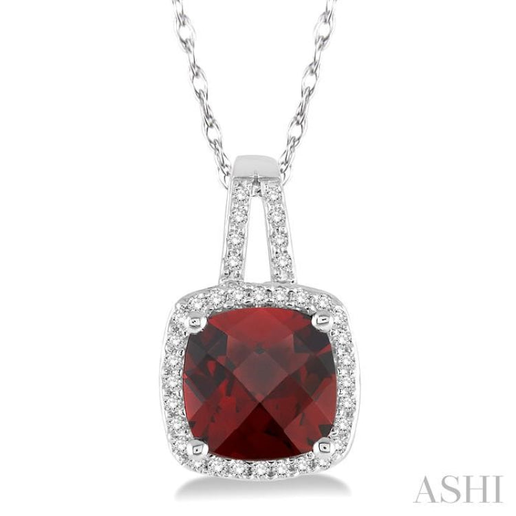 Cushion Shape Gemstone & Halo Diamond Pendant