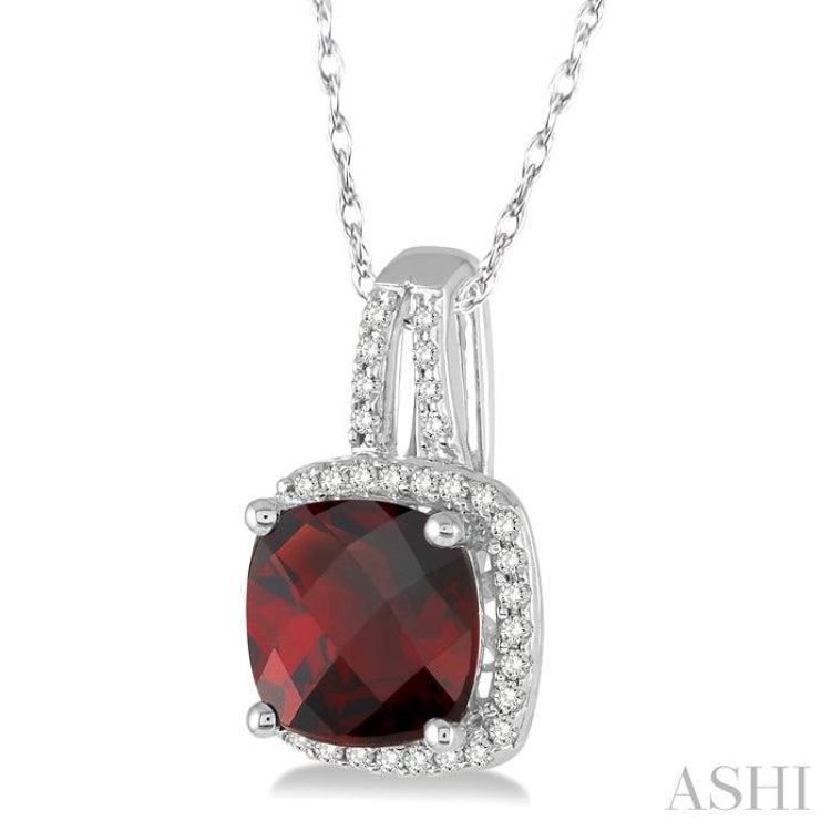 Cushion Shape Gemstone & Halo Diamond Pendant