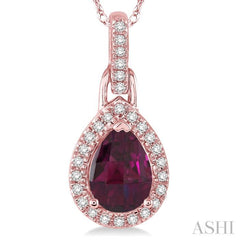 Pear Shape Gemstone & Halo Diamond Pendant