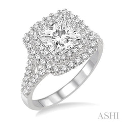 Princess Shape Halo Diamond Engagement Ring