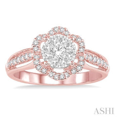 Flower Halo Lovebright Diamond Engagement Ring