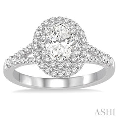 Oval Shape Halo Diamond Engagement Ring