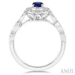 Oval Shape Gemstone & Halo Diamond Ring
