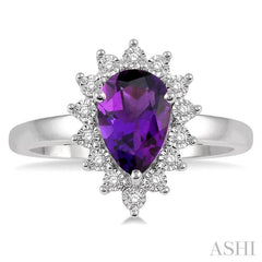 Pear Shape Gemstone & Halo Diamond Ring