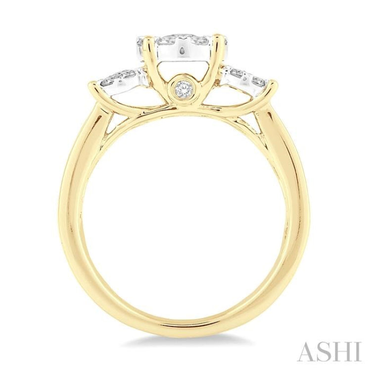 Round Shape Past Present & Future Lovebright Essential Diamond Ring