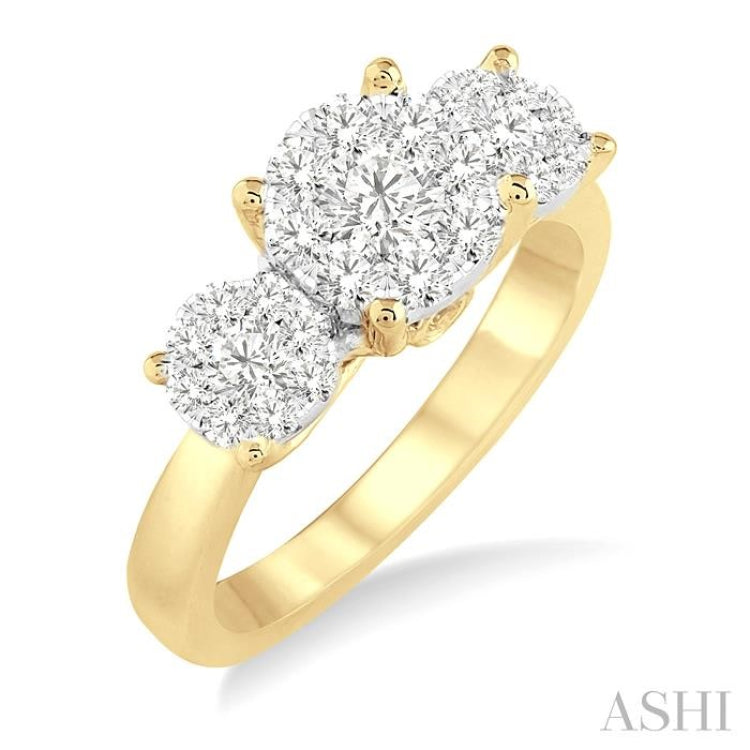 Round Shape Past Present & Future Lovebright Essential Diamond Engagement Ring