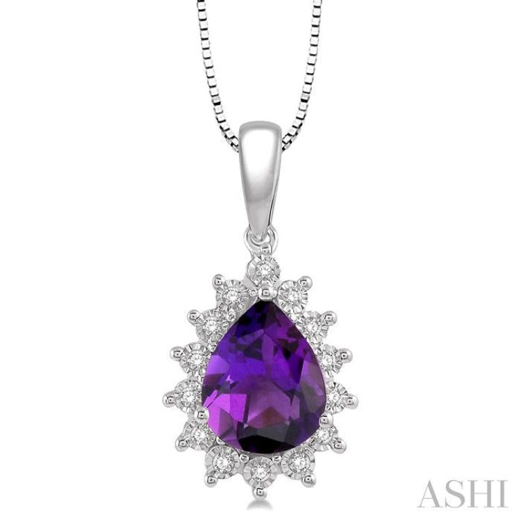 Pear Shape Gemstone & Halo Diamond Pendant