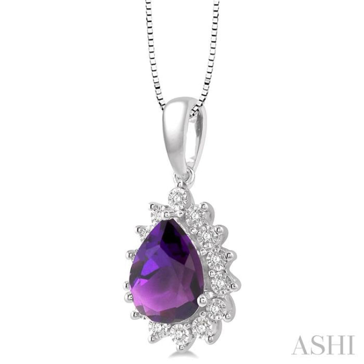 Pear Shape Gemstone & Halo Diamond Pendant